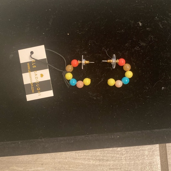 Lele Sadoughi Jewelry - NWT Lele Sadoughi Beaded Huggie Hoop earrings  in Primary Sunset.